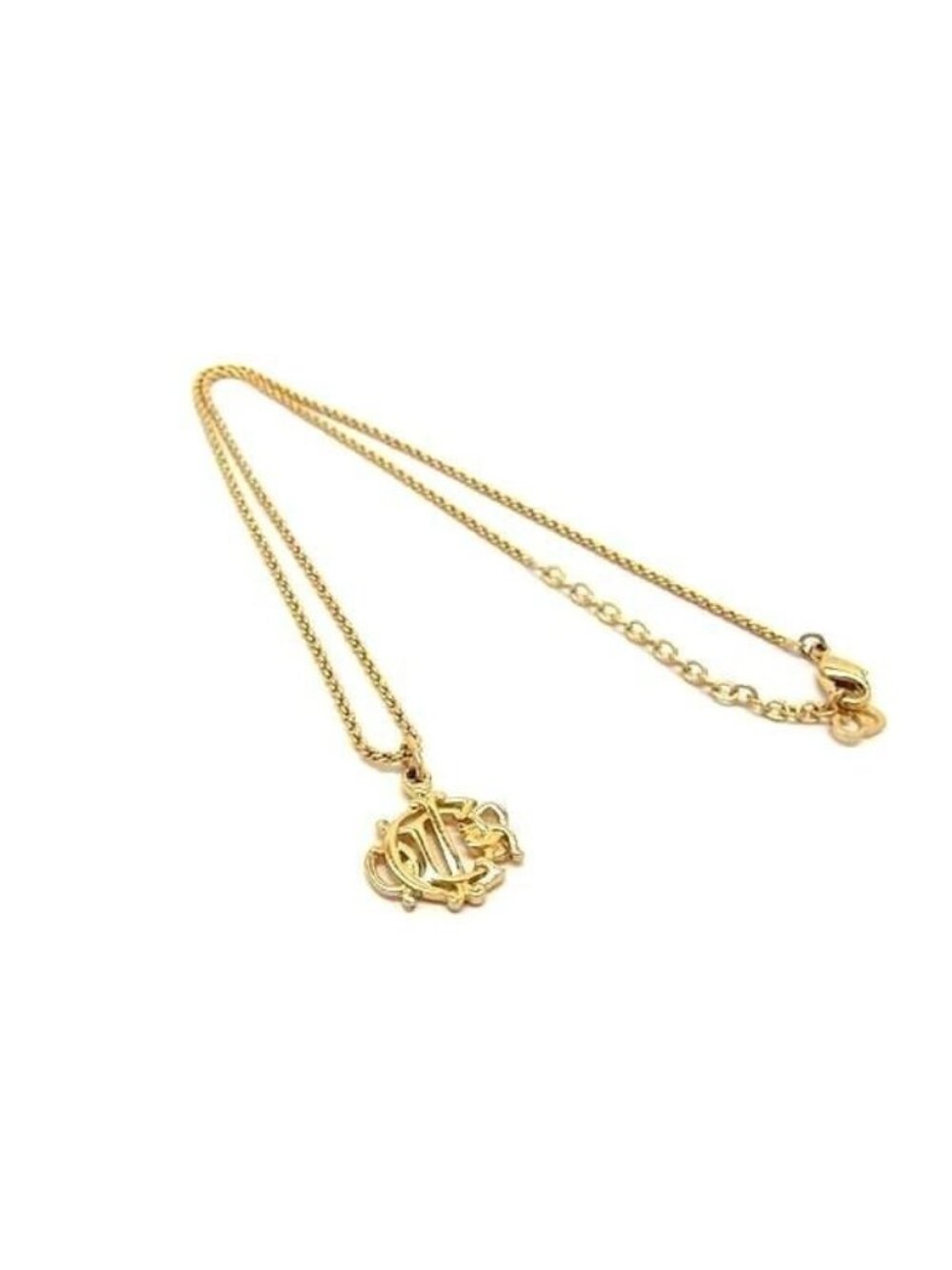 Dior Necklace Emblem Gold Metal Vintage